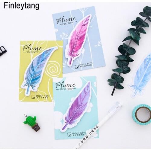 Cute Colorful Feather Creative Memo Pads Sticky Notes Bookmark Marker of Page Note Paper Scrapbooking Sticker School Supplies