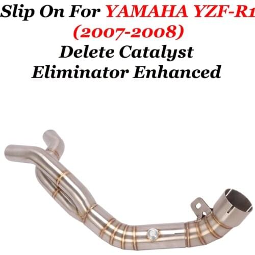 Slip On For YAMAHA YZF-R1 R1 2007 2008 Motorcycle Exhaust Modify Middle Link Pipe Escape Catalyst Delete Eliminator Enhanced