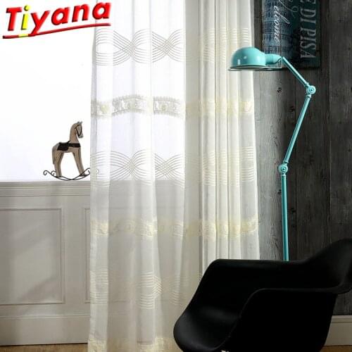 Modern Pure Color Embroidered Doly Tulle Curtains for Living Room White Cotton Linen Texture Window Screen for Bedroom ZH230#30