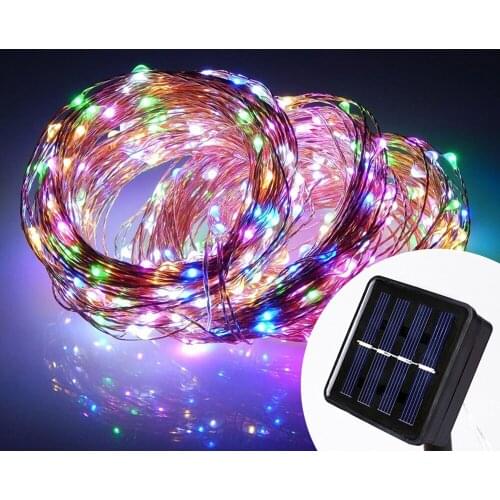 LED String Light Copper Wire Fairy Warm White Garland Home Outdoor Christmas Wedding Party Decoration Solar Powered Waterproof