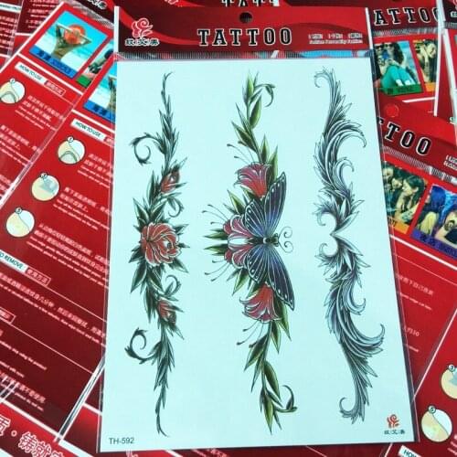 Aimei waist and leg Tattoo Sticker waterproof woman lasting shaving abdomen scar flower butterfly body painting sticker