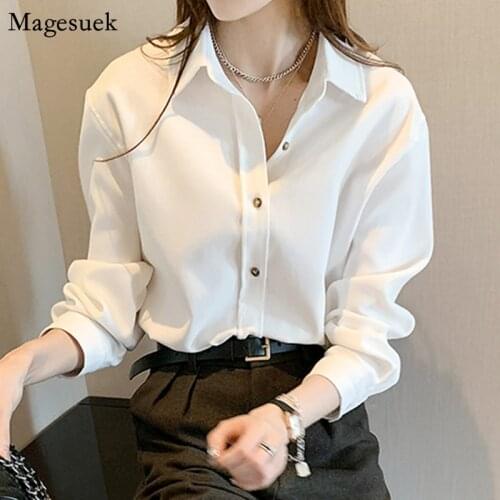 Spring Long Sleeve Women Blouses New Korean Corduroy Vintage Casual Button Cadigan White Shirt Solid Plus Size Ladies Tops 12535