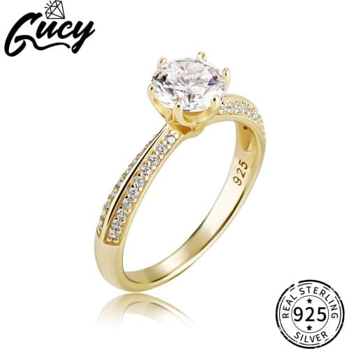 GUCY High Quality 1.0ct 925 Silver Moissanite Ring Diamond Test Passed Jewelry Woman For Gift