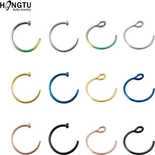 1-6 Piece 8mm 10mm Colorful 316L Steel Fake Piercing Tragus Ring Earrings Fake Nose Rings Septum Piercing Ring Body Piercing 20g
