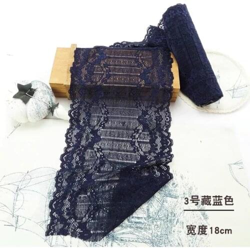 2 Meters/lot 18cm Width Navy Blue Embroidered Lace Trim Ribbon For Wedding Cloth Accessories Garment Decoration