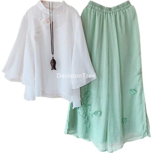 2021 chinese womens ladies chinese national wind loose traditional hanfu cotton linen blouse cheongsam top chinese blouse hanfu