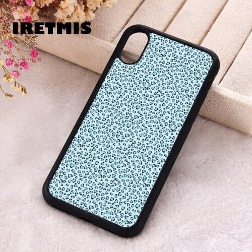 Iretmis 5 5S SE 2020 Phone Cover Case for iPhone 6 6S 7 8 Plus X Xs XR 11 12 Mini Pro Max Rubber Silicone Blue Cheetah Print