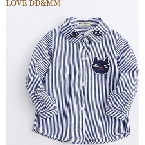 LOVE DD&MM Childrens Clothing 2021 Spring New Fashion Casual Cat Girl Striped Long-sleeved Shirt