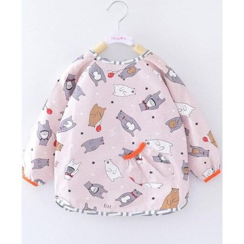 Baby Long Sleeve Waterproof Bibs Baby Cute Bibs Cartoon Infant Eating Children Drawing Apron Baby Self Feeding Burp Choth