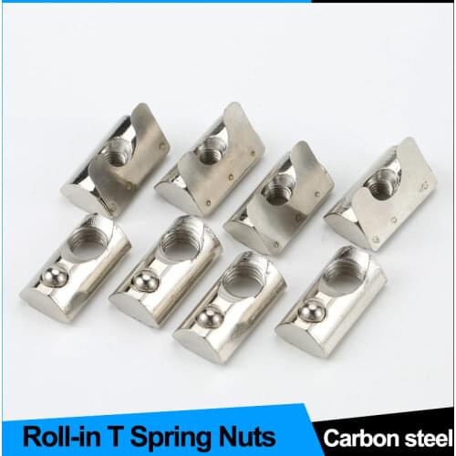 Elastic Nut Roll-in T Slot Nut with Spring Leaf Block Accessories for 20/30/40/45 series Aluminum Profile M3 M4 M5 M6 M8