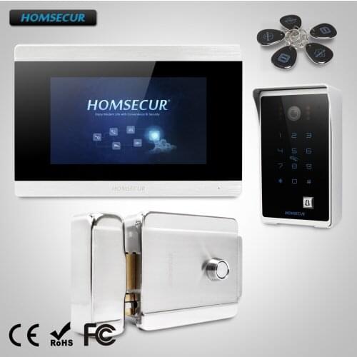 HOMSECUR 7" Wired Video&Audio Home Intercom+Password & ID Access for House/Flat BC081 + BM715-S