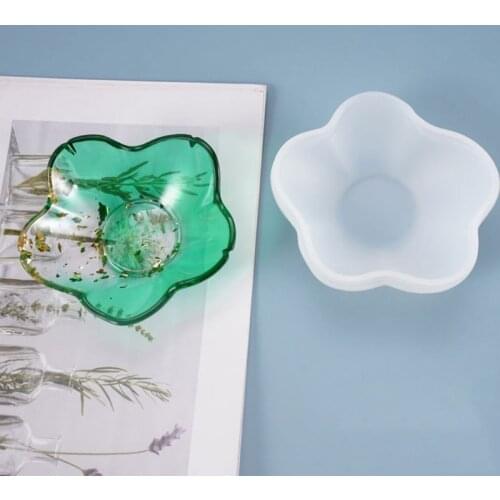 Crystal Epoxy Resin Mold Petal Plate Dish Casting Silicone Mould DIY Making Tool U7ED