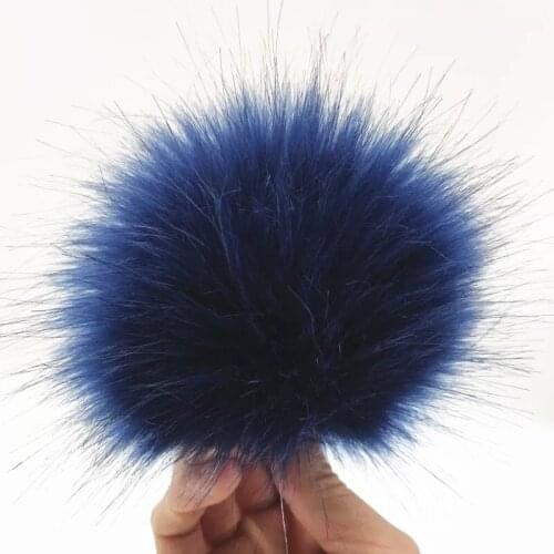 Navy Blue Artficial Fur Pom pom For Beanies Cap DIY 12cm Fluffy Hair Ball For Shoes Bags Hat Clothing Accessories