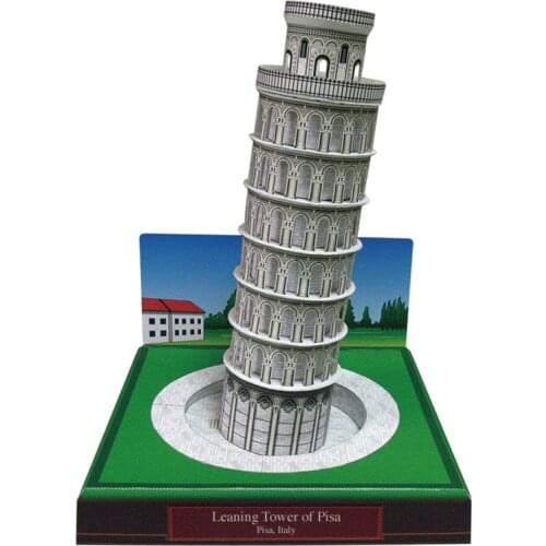 Italian Pizza Leaning Tower World Classic Building 3D Paper Model DIY Handmade Toy