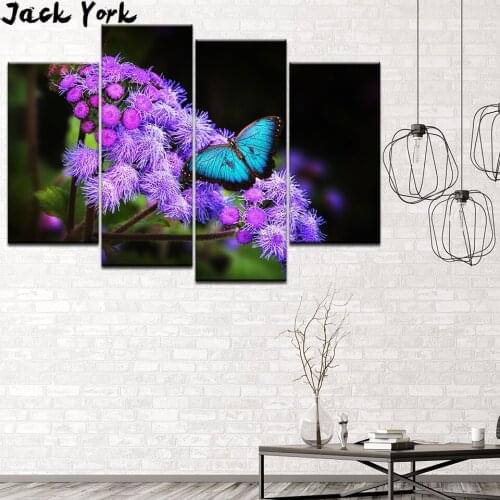 Canvas Painting Butterfly summer insect 4 Pieces Wall Art Painting Modular Wallpapers Poster Print for living room Home Decor