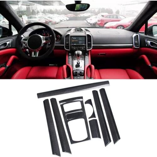 For Porsche Cayenne 958 2010-2016 Real Carbon Fiber Console Central Gear Shift Storage Panel Cover Trim Sticker LHD Car Styling