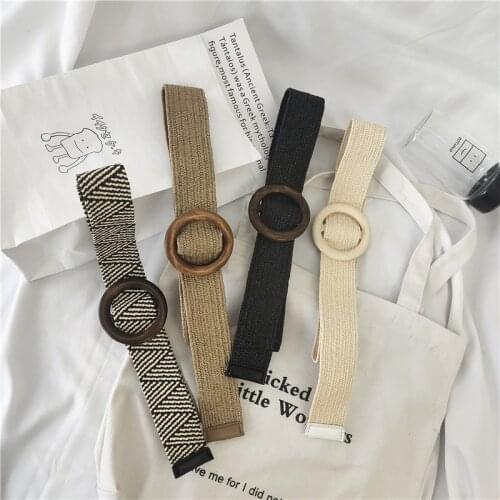 Hot Straw Woven Elastic Stretch Waist Belts for Women Fashion Boho Ladies Braided Skinny Dress Belt sy998