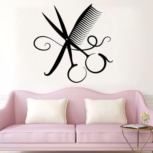 Fashion Hair Salon Sticker Wall Decals For Haircut Room Wall Stickers Wallpaper Barber Hair Salon