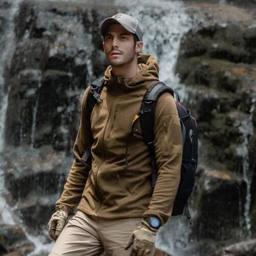 Men Outdoor Autumn Winter Fleece Tactical Jacket Liner Thick Thermal Windproof Coat Climbing Riding Hiking Sports Hooded Jackets