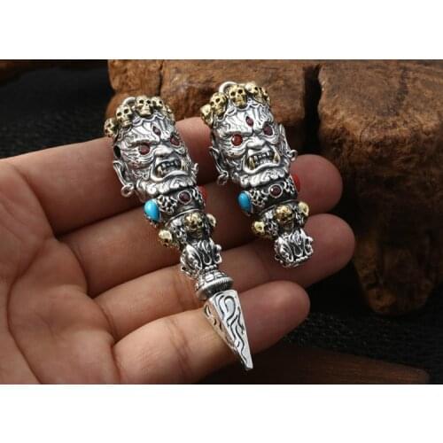 925 sterling Silver god of wealth Buddha Mens Skull pendant charm jewelry A3391