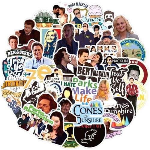 10/30/50pcs/pack TV Show Lable Parks and Recreation Stickers For Cars Motorcycles Water cups Furniture Childrens toy Decal DIY