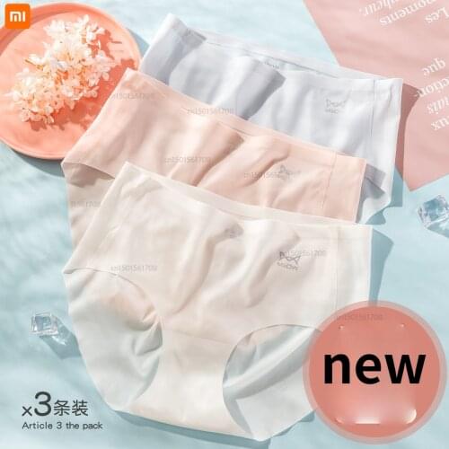 Xiaomi youpin Non-marking Ice Silk Underwear Womens Ultra-thin Cotton Crotch Mid-waist Bottoms Buttocks Antibacterial Brief