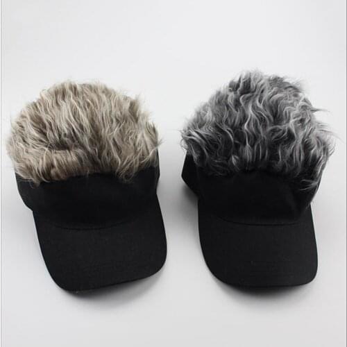 Novelty Baseball Cap Fake Flair Hair Sun Visor Hats Men Women Toupee Wig Funny Hair Loss Cool Streetwear Gifts 2019 Hot New