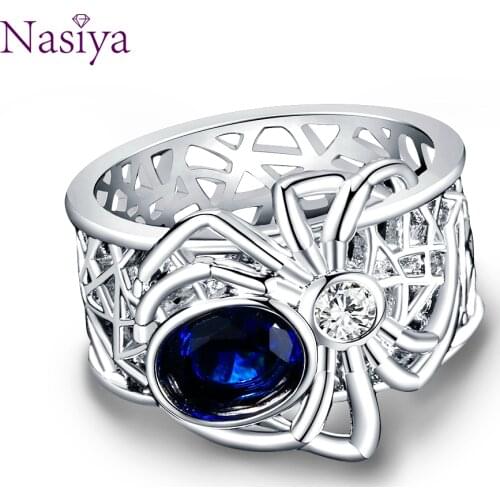 New Arrival Spider Silver Jewelry Rings High Quality Sapphire Gemstones Punk Party Ring For Women Mens Jewerly Wholesale Gift