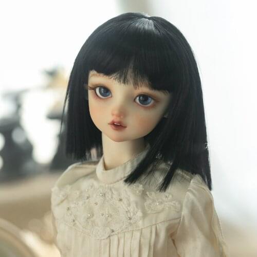 1/3 1/4 1/6 1/8 Cute Black Short Hair High Temperature Wire BJD Wig For Toy Doll