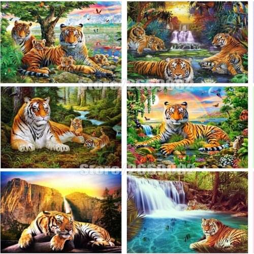 Full Square Diamond Painting Tiger Needlework Crafts 5D DIY Diamond Embroidery Animals Home Decor Diamond Mosaic Wall Art TT1952