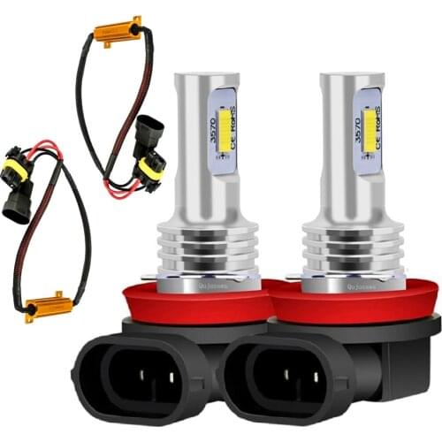 2Pcs H8 H11 High Quality CSP LED Car Anti Fog Lamps Auto Driving Light Foglamps With Error Free Canbus LED Decoder Load Resistor