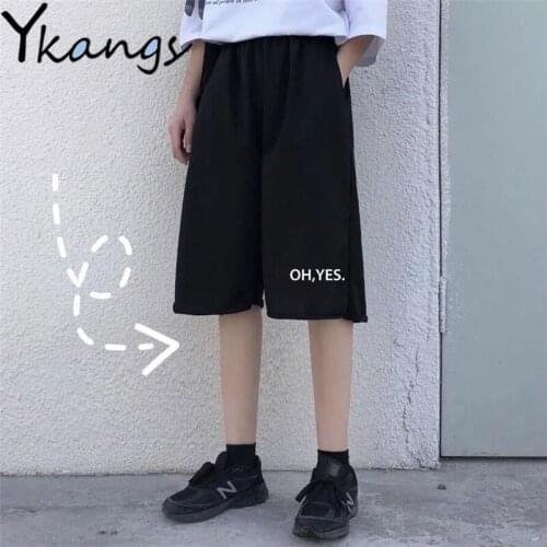 Plus Size Gothic Smiley Print Fitness Jogger High Waisted Shorts Women Loose Fashion Korean Style Casual Short for Ladies Summer