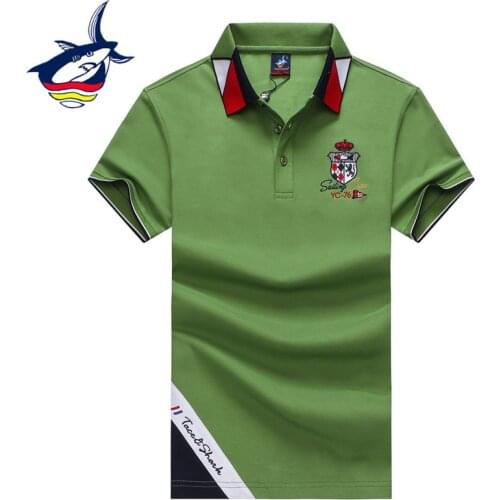 Green White Navy Polo Shirt Men Short Sleeve High Quality 100% Cotton Fashion Design Tace & Shark Brand Mens Polo Shirts Tees