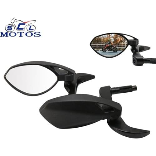 Sclmotos- 1 Pair Motorcycle Adjustable Brake Clutch Levers Protector Guard Rearview Mirror Handled Bar End Mirror for Honda KTM