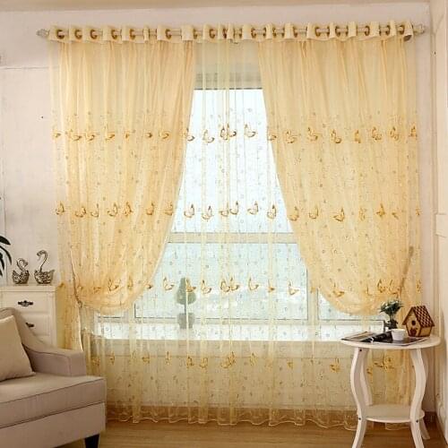 Rural Style Curtains For Living Dining Room Bedroom Window Pink Purple Embroidery Curtains Finished Product Customization