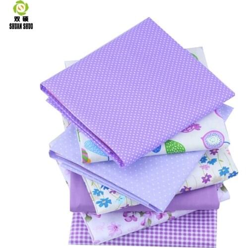 Shuanshuo New Purple Floral Series Cotton Patchwork Fabric Fat Quarter Bundles Fabric For Sewing Doll Cloths 40*50cm 7pcs/lot