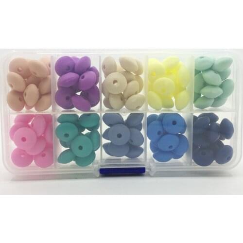 Silicone beads Lentil candy yellow color 100PC baby teether 12MM Lentil Silicone beads nursing bracelet kids beads set with box