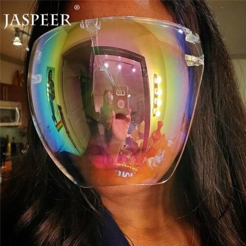 Jaspeer Faceshield Men Oversized Sunglasses Women One Piece Safety Glasses Mask Protective Goggle Glass Sunglasses