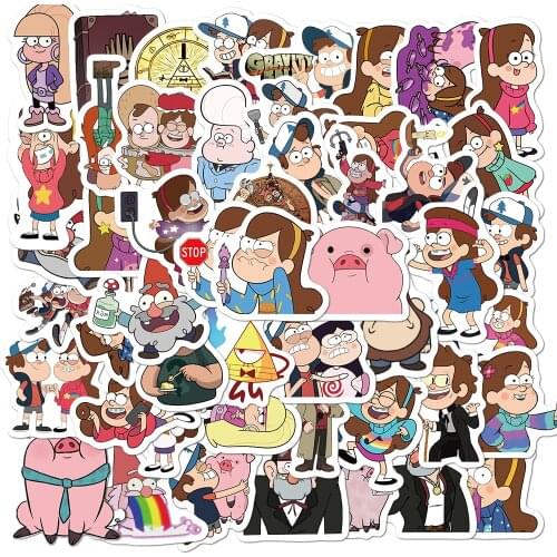 10/50pcs Anime Gravity Falls Stickers Waterproof Skateboard Guitar Luggage Laptop Stationery Cartoon Sticker Kids Toys