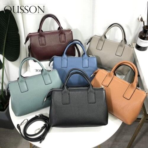 OUSSON 2021 New Design Soft Leather Large Capacity One-Shoulder Bag Fashion Messenger Bag Multifunctional Tote Handbag For Women