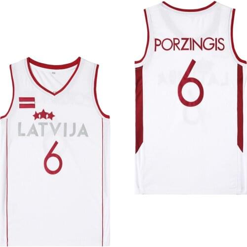 BG basketball jerseys LATVIJA 6 PORZINGIS jersey Embroidery sewing Outdoor sportswear Hip-hop culture movie jersey white 2020