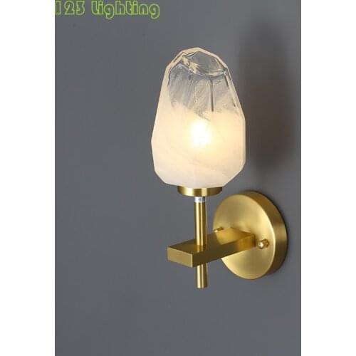 Creative Ice Cube Glass Wall Lights Golden Copper Living room Bedroom Wall Sconce Surface Mount G9 Bulb 90-260V Indoor Lamp