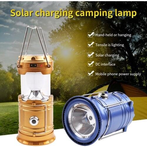Usb Rechargeable Tent Light Multifunctional Outdoor Camping Light Solar Foldable Camping Light Flashlight Emergency Flashlight