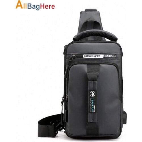 USB Charging Waterproof Nylon Chest Bag Men Leisure Sports Cycling Messenger Shoulder Bags Multifunctional Travel Crossbody Bags