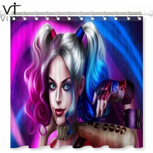Harley Quinn3D Shower Curtain Comics Task Force X Waterproof Eco-freindly Polyester Bathroom Curtain Bathing Kids Decor
