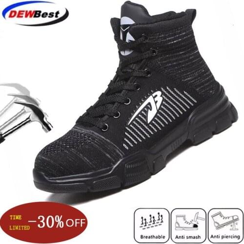 Dewbest Winter Men Safety Work Boots Shoes Anti-smashing Steel Toe Cap Work Boots Indestructible Working Shoes Pluse Size 48