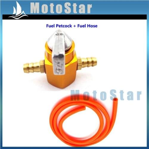 Gold 6mm Gas Petcock Valve Switch 5mm 1 Meter Fuel Hose For Pit Dirt Motor Bike ATV Quad Motorcycle