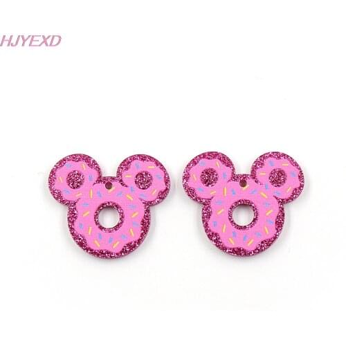 10pcs /lot) PR1041 -30mm Acrylic mouse doughnut Jewelry Accessories Laser Cut Pink Glitter Acrylic Earring accessories