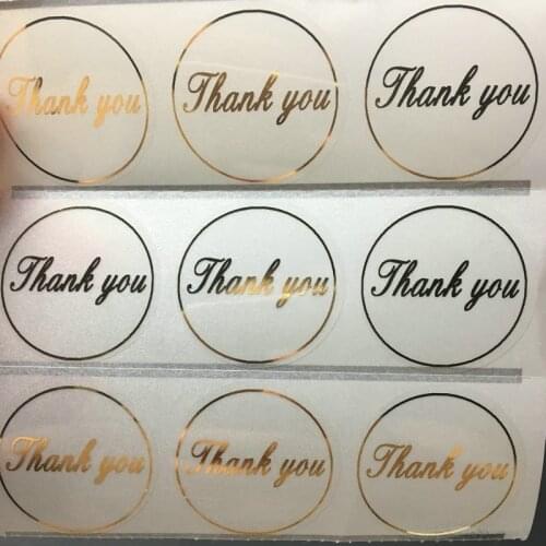 100PCS Ttransparent Sticker Labels Sealing Stickers Wedding Gift Labels Gold Thank you Labels self-adhesive Packing Labels