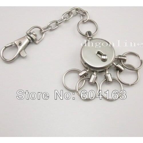 2 Sets Swivel Multi Removeable Detatchable Key ring 5 removable Keyring Clip Chain